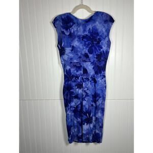 Lauren Ralph Lauren Dress 8 Blue Pastel Floral Artsy Cloud Sleeveless V Neck
